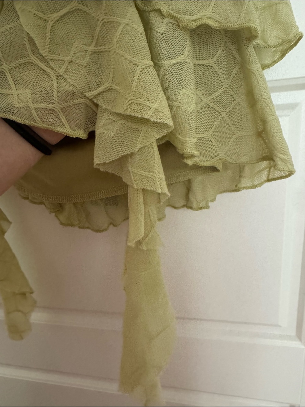 Ruffled Halter Mini Dress in Light Olive Green - Picture 3 of 6